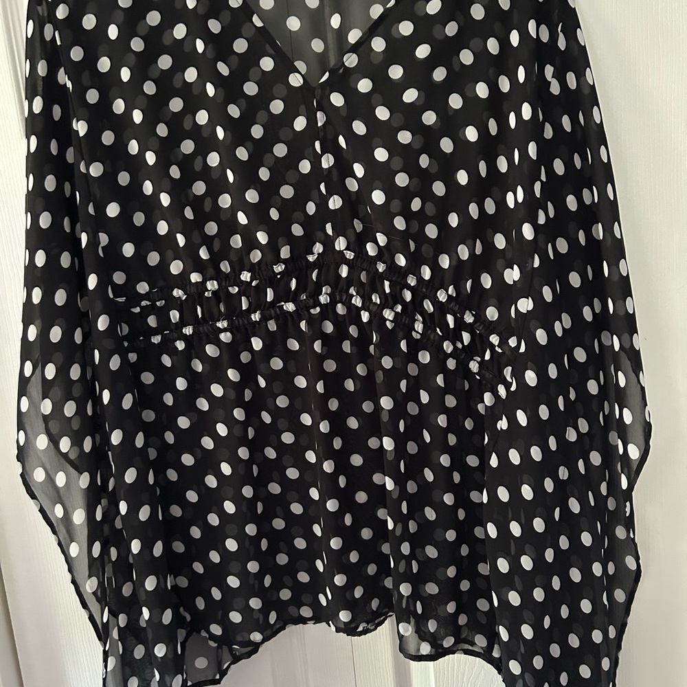 Lane Bryant Black and White Relaxed Ruched Blouse